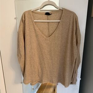 Beige V-Neck Sweater